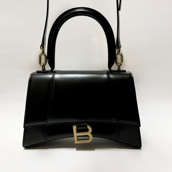 Top Handle Black Purse 2026.Balenciaga | Bags | Tradedbalenciaga Hourglass Small Shiny Leather ...